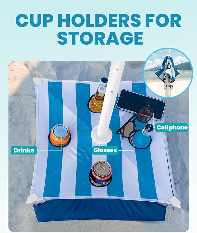 OutdoorMaster Beach Umbrellas for Sand with Sandbag & Anchor, 7.2ft Adjustable Umbrella for Beach Heavy Duty Wind, Portable UPF50+ Sunshade with Carry Bag for Patio