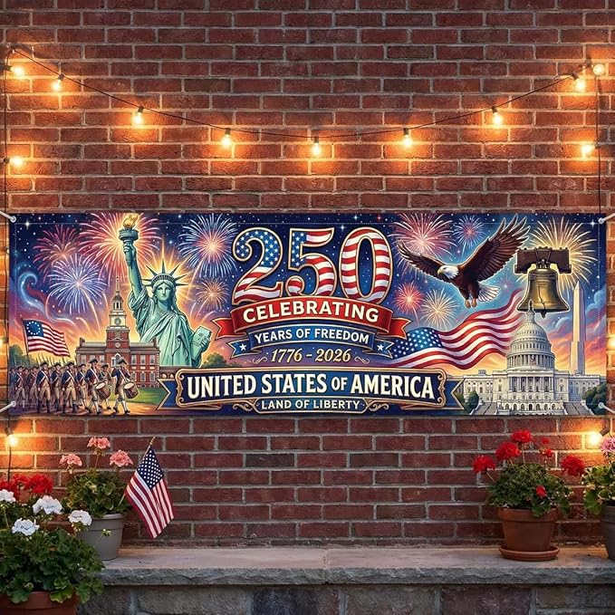 America 250 Banner Custom Family Name American Heritage Display Flag 71x24 Inches Polyester - 250 Anniversary USA Banner Outdoor Indoor