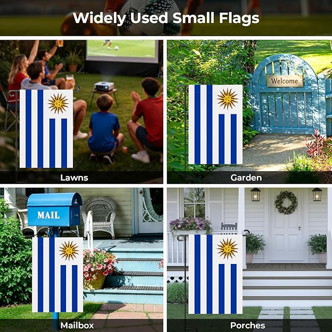 Uruguay Garden Flag 12 x 18 Inch, Uruguayan Yard Flag Double Sided Burlap Outdoor Decor for Porch, Lawn, Mailbox, National Celebrations