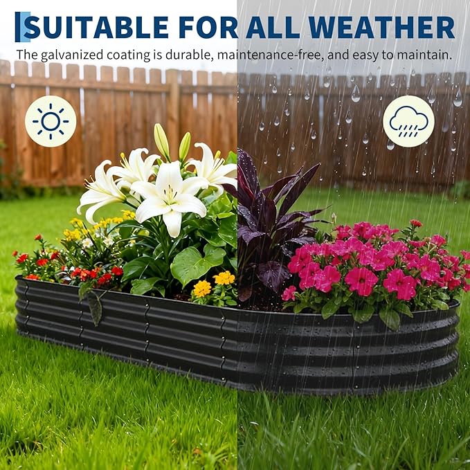 Garvee Galvanized Raised Garden Bed Outdoor, 6x3x1 ft Metal Planter Box for Flowers Vegetables, Rust-Resistant Raised Garden Beds for Gardening, Easy Assembly Outdoor Garden Box & Planters, Gray