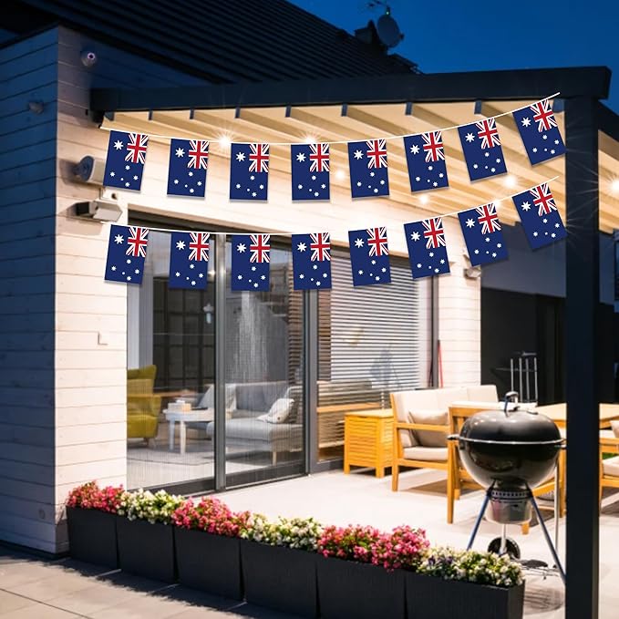Australia Flags Australian Small Mini Hanging Flags Pennant Banner Decorations For Schools,National Sports Events, Grand Opening,Patriotic Festival, Party, 20Ft 20 PCS