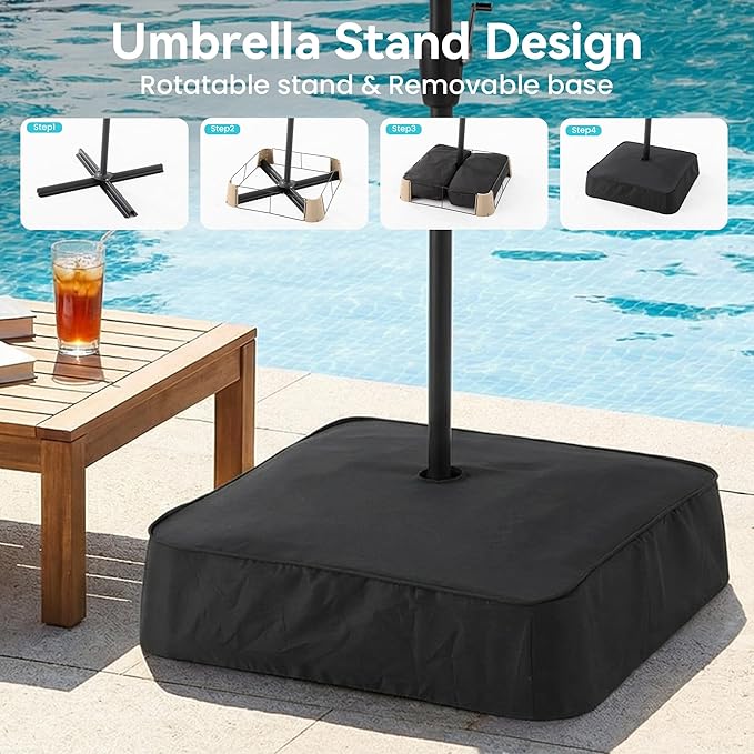 COSIEST 8 * 13FT Cantilever Patio Umbrella with Base,Large Rectangle Offset Umbrella，Heavy Duty Double-Sided Table Market Umbrella for Garden, Pool, Deck Shade, Navy Blue