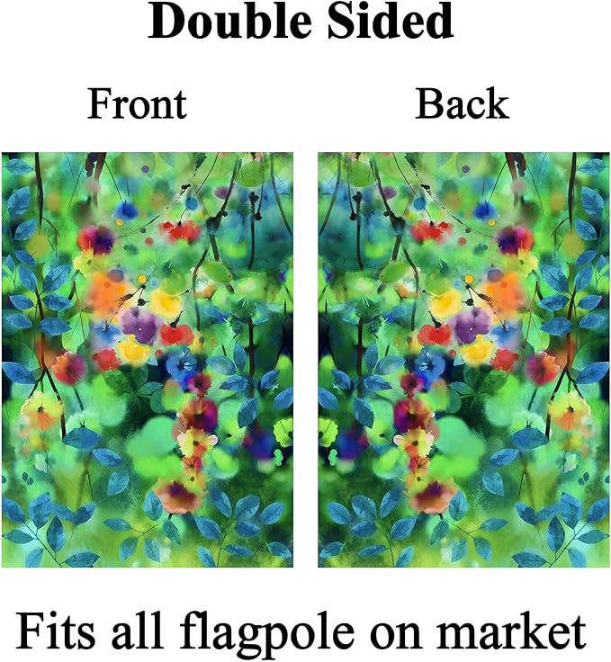 Watercolor Abstract Spring Summer Seasonal Green Floral Leaves Flowers House Flag 28" x 40" Double Sided Polyester Welcome Yard Garden Flag Banners for Patio Lawn Home Outdoor Decor