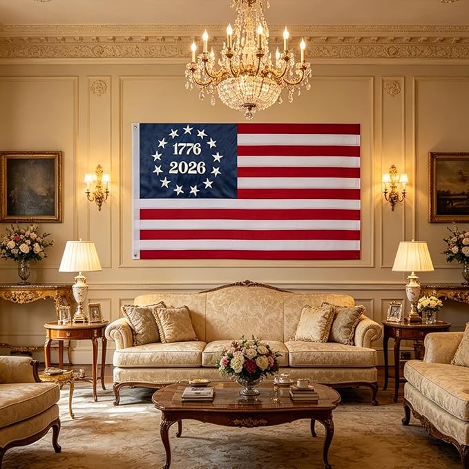 FLAGWIN 1776 2026 American 250th Anniversary Flag 3x5 ft Outdoor Betsy Ross Flag, US 250 Anniversary 13 Colonies Flags with Embroidered Stars, Double Stitched, Brass Grommets