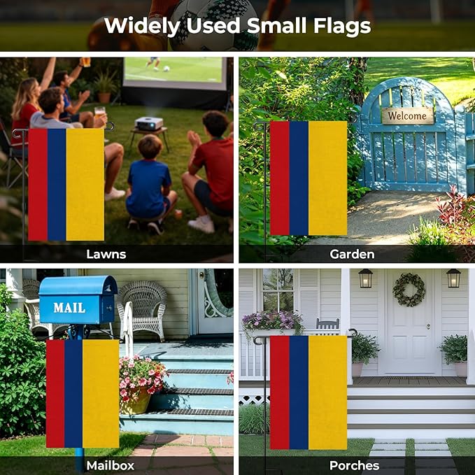 Colombia Garden Flag 12 x 18 Inch, Colombian Yard Flag Double Sided Burlap Outdoor Decor for Porch, Lawn, Mailbox, National Celebrations