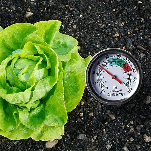 Backyard Compost Thermometer 16 Inch(No Batteries), Stainless Steel Soil Testing Thermometer, Easily Monitor The Temperature in Compost Bin, Ideal for Outdoor Use(16'')
