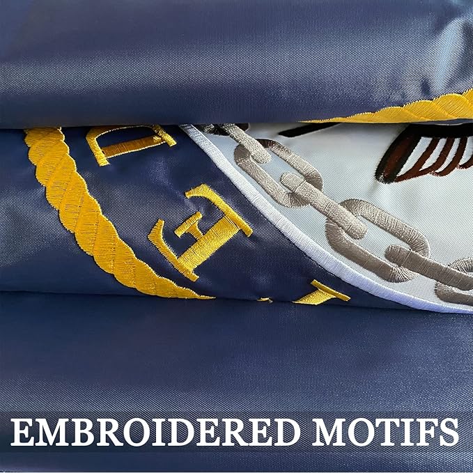 Embroidered Navy Emblem Flag Double Sided 3x5 Outdoor- 300D Heavy Duty Nylon- Military 3x5 Navy Outdoor Banner Flag- Brass Grommets & 4 Rows Stitched