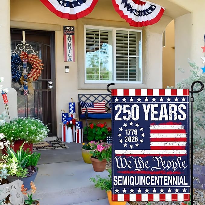NASIAN 250 Year American Anniversary Flag 250th Anniversary Usa Garden Flag Patriotic 4th of July We The People 1776 Yard Garden Flags For Outside 12x18 Inch Double Sided Outdoor Banner Decorations