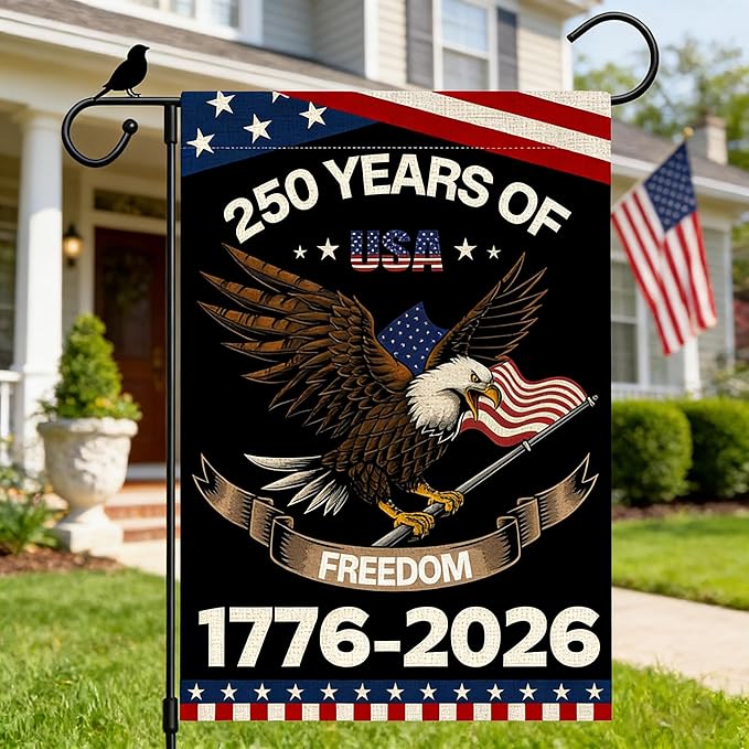 250th Anniversary USA Garden Flag 1776-2026 We the People Patriotic American Flags for Outside Double Sided 12x18 Inch 4th of July Outdoor Yard Banner Decorations