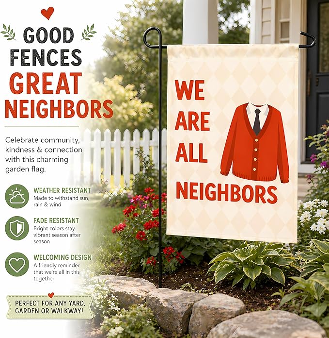 Fall Decor - We Are All Neighbors Garden Flag | Fall Thanksgiving Party Favors Supplies Decorations for Outdoor Outside - Inclusivity Diversity Love Thy Neighbor Banner for Garden Porch Patio Lawn Yard