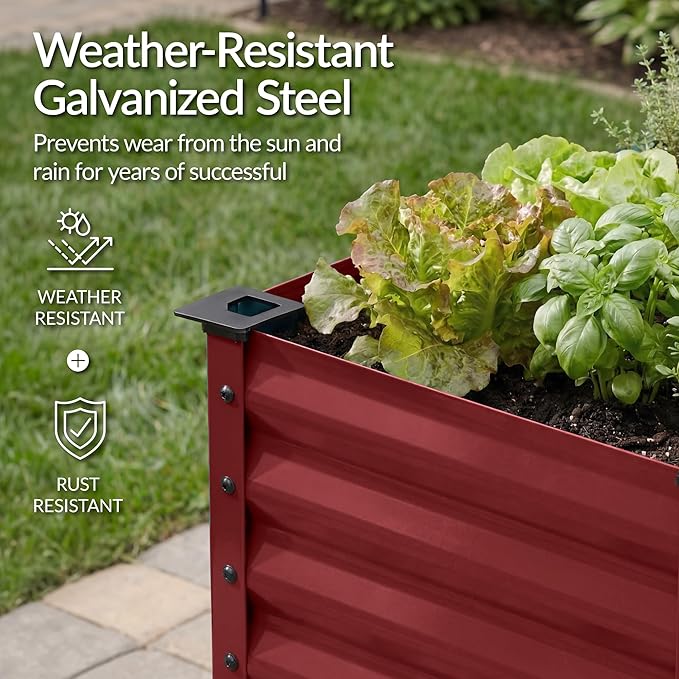 Best Choice Products 48x24x30in Galvanized Raised Garden Bed, Metal Elevated Planter Box, Vegetable Garden for Backyard, Patio, Balcony, 100% Non Toxic Materials - Royal Red