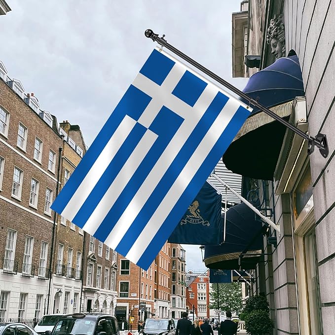 Greek Flag 3x5 FT Heavy Duty Greece Flag Double Stitched Vivid Color Fade Proof Outdoor Decor With Brass Grommets(Greece)
