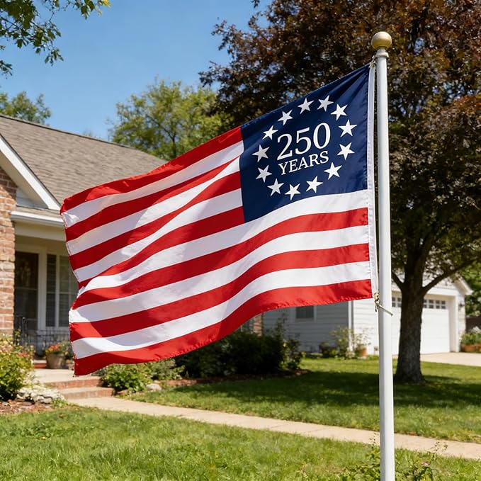 250 Year American Anniversary Flag, 3x5 Ft Double Sided American Flag, 1776-2026 250 Years Outdoor Anniversary Banner Decorations with 2 Brass Grommets (A1)