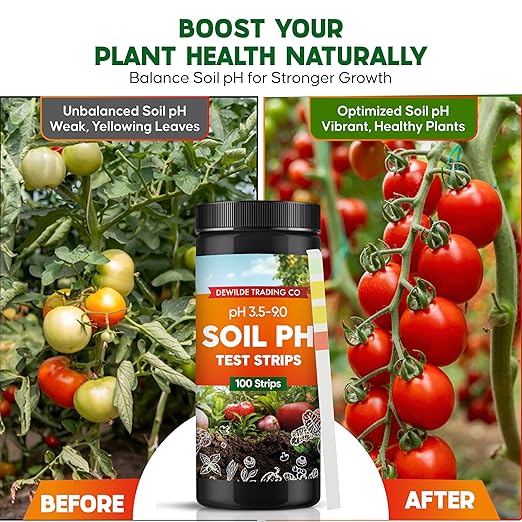 Soil pH Paper Test Kit – 100 Tester Strips (3.5-9 Range) – Use for Testing Garden Home Lawn Grass Vegetable Gardening Dirt Yard Compost Outdoor and Indoor Plants