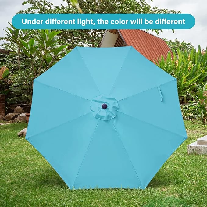Simple Deluxe 2 Pack 9ft Patio Umbrella Outdoor Table Market Umbrella, 8 Sturdy Ribs for Garden, Deck, Backyard, Pool, Turquoise