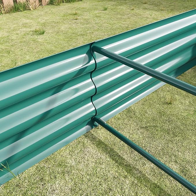 Raised Garden Beds Outdoor, Rectangle Galvanized Metal Planter Box with Kit, Above Ground Garden Bed for Vegetables Herbs Flowers and Plants (Green, 6×3×1)