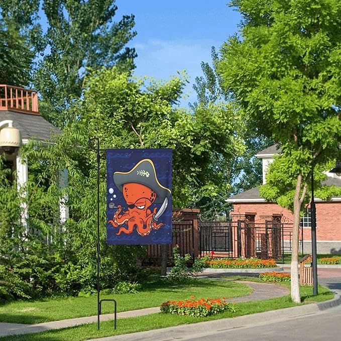Pirate Octopus Garden Flag 28 X 40 In Outdoor Gifts Sea Mini Yard House Flags Farmhouse Sign For Home Garden Decoration Banner