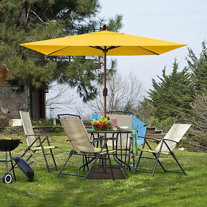 EliteShade USA 10-Year-Non-Fading 6.5x10Ft Rectangular Market Umbrella Patio Umbrella Outdoor Table Umbrella with Ventilation(Sunflower Yellow)