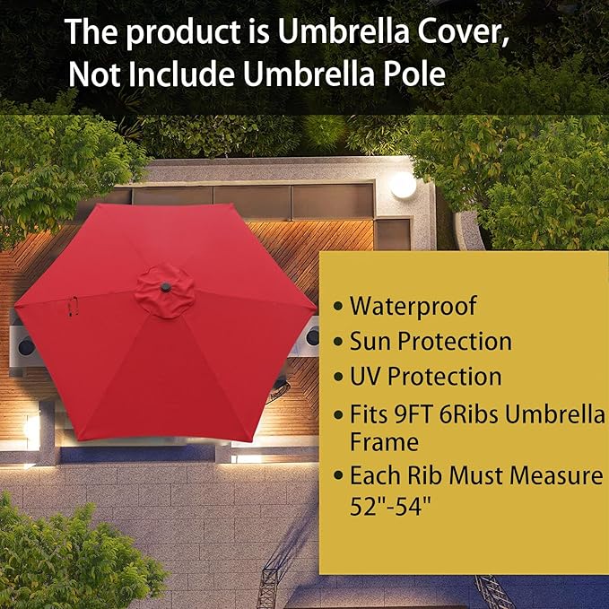 Goodgoods 9ft Patio Umbrella Replacement Canopy Market Umbrella Top Outdoor Umbrella Canopy (2pcs/package)