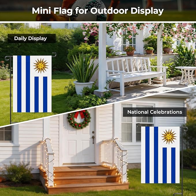 Uruguay Garden Flag 12 x 18 Inch, Uruguayan Yard Flag Double Sided Burlap Outdoor Decor for Porch, Lawn, Mailbox, National Celebrations