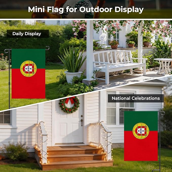 Portugal Garden Flag 12 x 18 Inch, Portuguese Yard Flag Double Sided Burlap Outdoor Decor for Porch, Lawn, Mailbox, National Celebrations