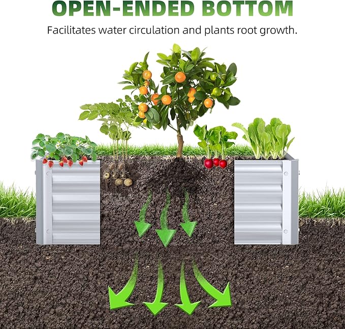 Highpro Raised Garden Beds 3×3×1ft Galvanized Metal Planter Boxes for Herbs Vegetables, Flowers and Succulents Silver