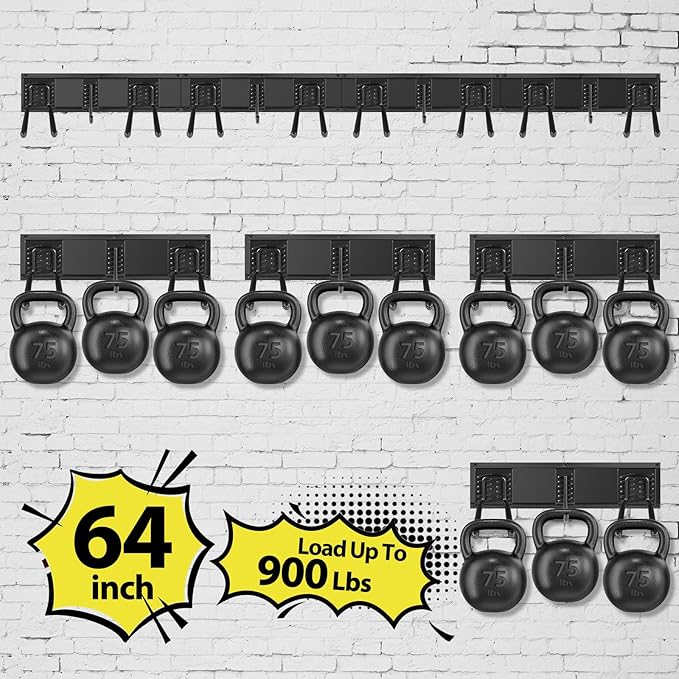 Garage Tool Organizer Wall Mounted, 64 Inches Adjustable Garden Tool Organizer Rack, 20 Pcs Heavy Duty Yard Tool Organizer Hold Up to 900lbs