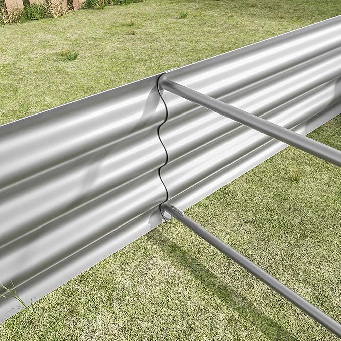 Raised Garden Beds Outdoor, Rectangle Galvanized Metal Planter Box with Kit, Above Ground Garden Bed for Vegetables Herbs Flowers and Plants (Silver, 6×3×1)