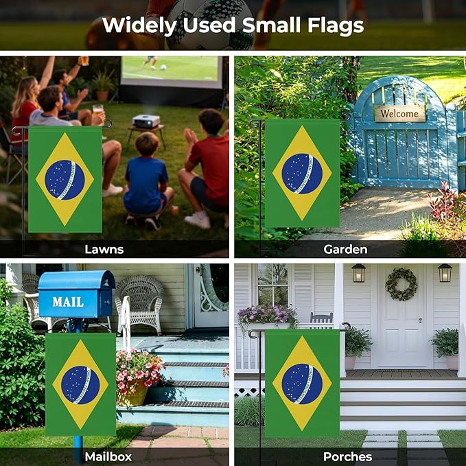 Brazil Garden Flag 12 x 18 Inch, Brazilian Yard Flag Double Sided Burlap Outdoor Decor for Porch, Lawn, Mailbox, National Celebrations