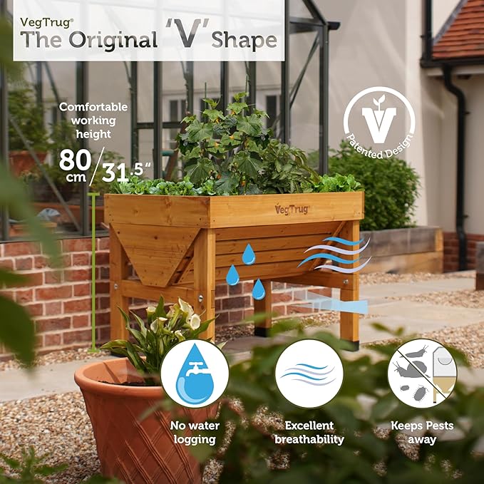 VegTrug Raised Bed Planter, Outdoor Herb Planter, 1 m, Natural