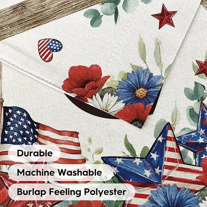 AVOIN colorlife Initial Letter C Monogram Patriotic Garden Flag 12x18 Inch Double Sided Outside, 4th of July Memorial Day Floral Family Last Name Yard Outdoor Decoration