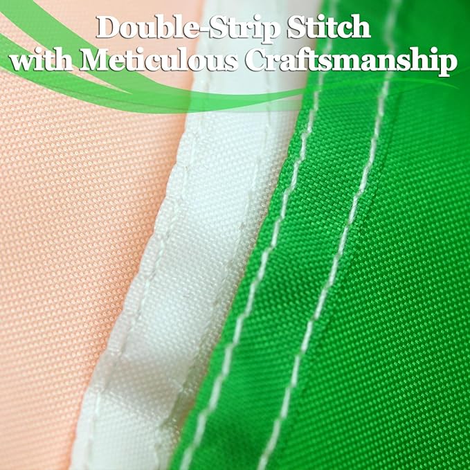Irish Flag 3x5 Ft Tear-Shield 340D Polyester for Outdoor Large Double Sided Ireland National & Country Flag with Brass Grommets for Wall, Pole Green White Orange