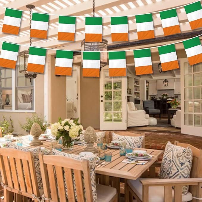 Ireland Flags Irish Small Mini Hanging Flags Pennant Banner Decorations For Schools,National Sports Events, Grand Opening,Patriotic Festival, Party, 20Ft 20 PCS (Ireland)