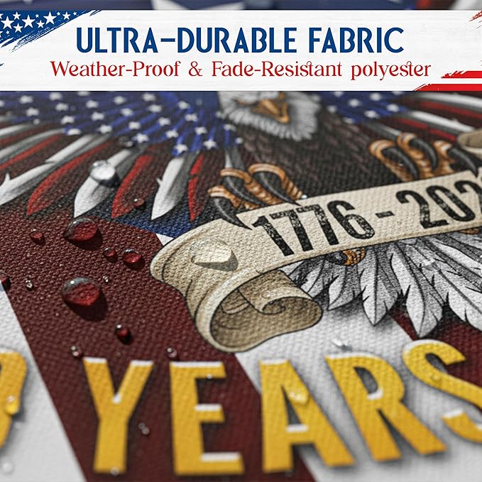 FLAGWIX 250 Years Anniversary Patriotic Eagle Fan Flag - Polyester Double-sided Bunting Flags For Outside 1.5x3 ft - 4th of July Decorations for Home Yard Garden Decor Banner, Gifts For Men Women