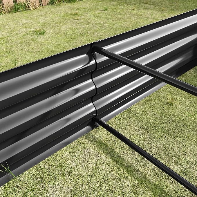 Raised Garden Beds Outdoor, Rectangle Galvanized Metal Planter Box with Kit, Above Ground Garden Bed for Vegetables Herbs Flowers and Plants (Black, 6×3×1)