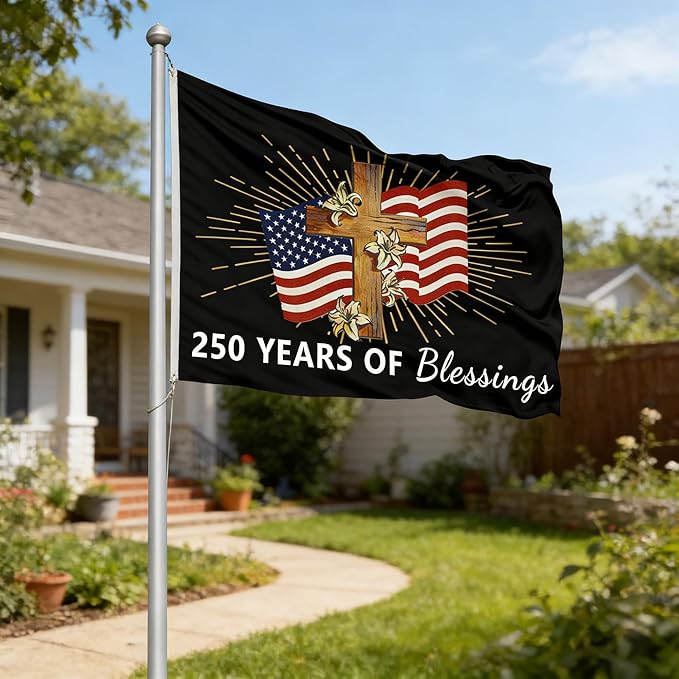 250 Year American Anniversary Flag, 3x5 Ft Double Sided American Flag, 1776-2026 250 Years Outdoor Anniversary Banner Decorations with 2 Brass Grommets (A6)