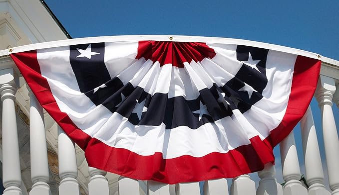 FRF FLAG American Flag Bunting 2x4 Ft, Embroidered Patriotic Bunting Flags, 4th of july Decorations Outdoor, with 3 Brass Grommets…