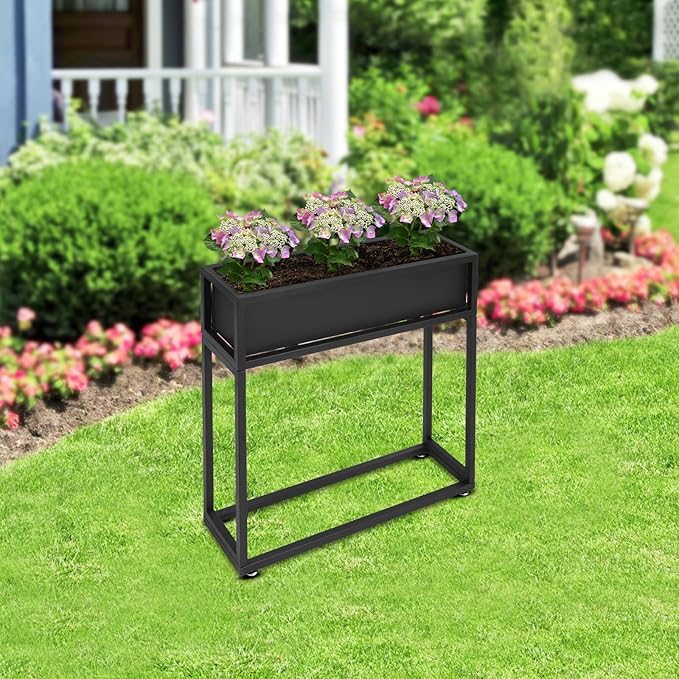 Raised Garden Bed, Standing Metal Growing Bed Planter Box Stand with Legs for Backyard Patio Balcony Outdoors or Indoors (28 * 8 * 28in)