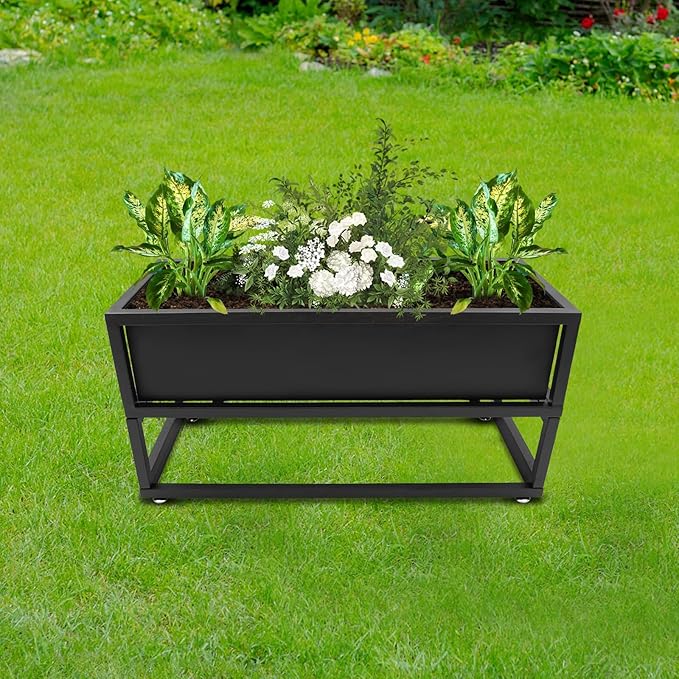Raised Garden Bed, Standing Metal Growing Bed Planter Box Stand with Legs for Backyard Patio Balcony Outdoors or Indoors (28.74 * 12.2 * 14in)