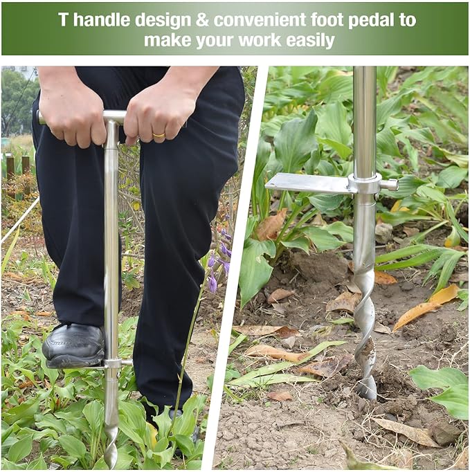 Soil Probe 36 Inch with 2 Bags, Twist Soil Sample Probe for Lawn House Plants, T-Handle Soil Sampler Probe Rod, Stainless Steel Soil Test Kits Tool for Soil Sampling
