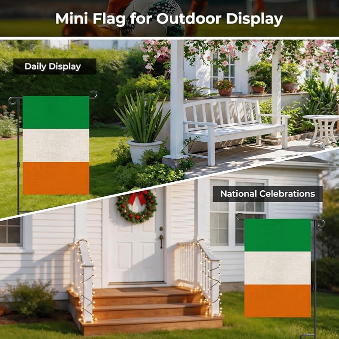 Ireland Garden Flag 12 x 18 Inch, Irish Yard Flag Double Sided Burlap Outdoor Decor for Porch, Lawn, Mailbox, National Celebrations