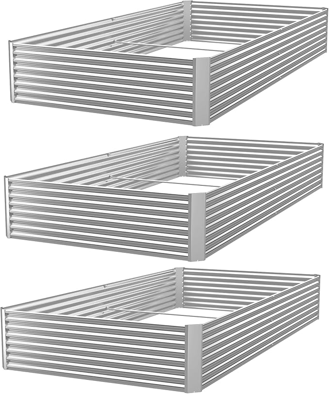 3 Pack Galvanized Raised Garden Bed Outdoor,Metal Garden Bed for Vegetables,Above Ground Garden Box for Flower,Steel Raised Beds for Gardening-35x16 inch
