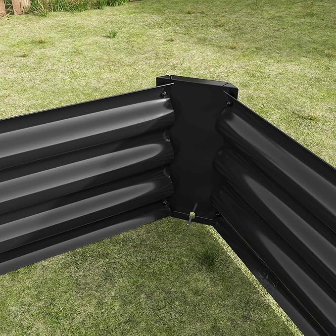 Raised Garden Beds Outdoor, Rectangle Galvanized Metal Planter Box with Kit, Above Ground Garden Bed for Vegetables Herbs Flowers and Plants (Black, 6×3×1)