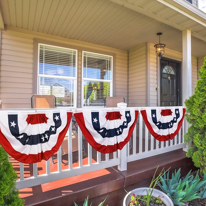 Tatuo 5 Pcs 2 x 4 Feet 250th Anniversary Pleated Fan Flags, 4th of July Patriotic Decorations American USA Bunting Flag Stars and Stripes Banner for Independence Day Memorial Day