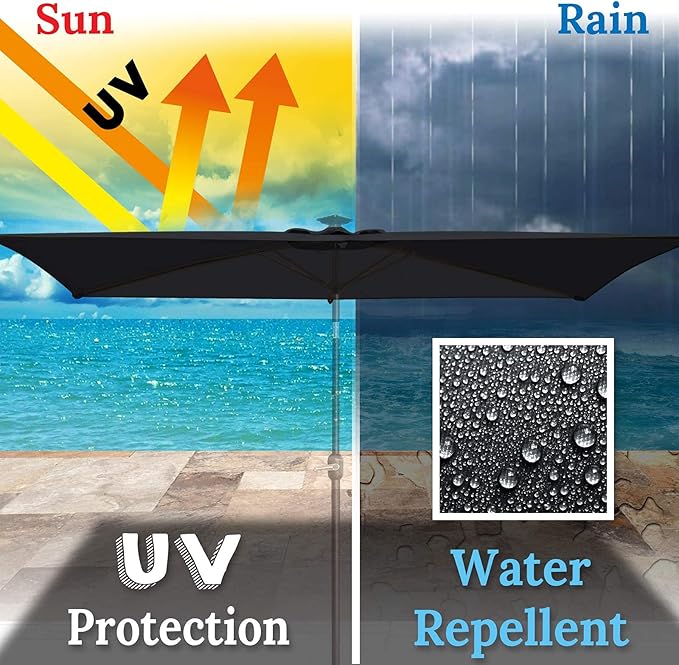 BenefitUSA Top Cover Replacement Umbrella Canopy for 10ft x 6.5 ft 6 ribs Patio Umbrella Outdoor Market (Canopy Only)