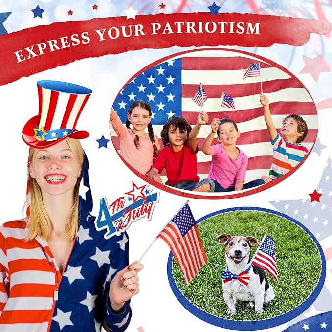 Mindsoft 61 Pcs Independence Day Decorations Outdoor Bunting Flags Set Patriotic Pleated Fan Flag 1.5 x 3 FT Hanging American Flag Banners 4th of July Small American Flags USA String Pennant Flag