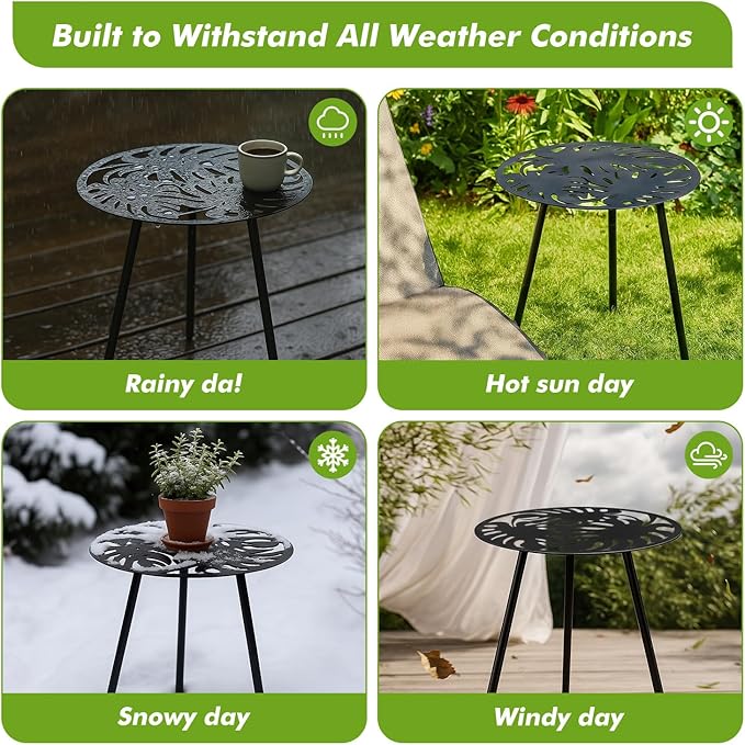 1 Pack Extra-Large Metal Outdoor Side Tables 18 Inches Outside End Table - Image 4