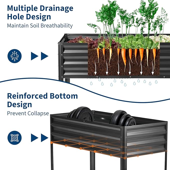 Garvee Large Raised Garden Bed with Cover, 48x24x55 in Galvanized Elevated Planter Box with Legs, 400Lb Capacity for Patio, Balcony, Yard