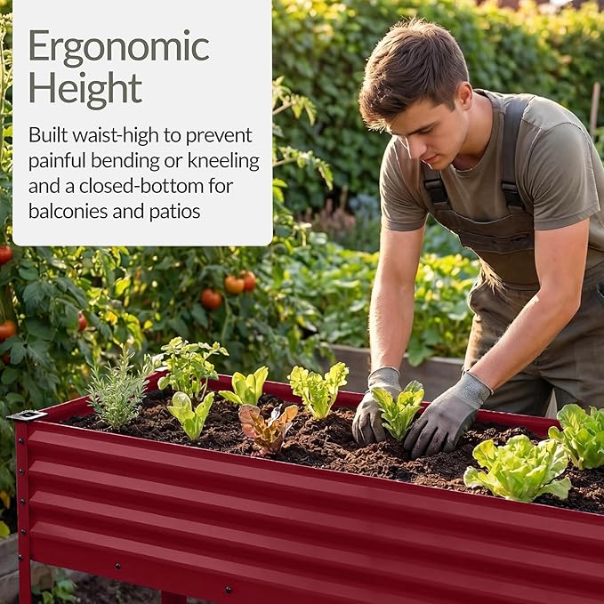 Best Choice Products 48x24x30in Galvanized Raised Garden Bed, Metal Elevated Planter Box, Vegetable Garden for Backyard, Patio, Balcony, 100% Non Toxic Materials - Royal Red