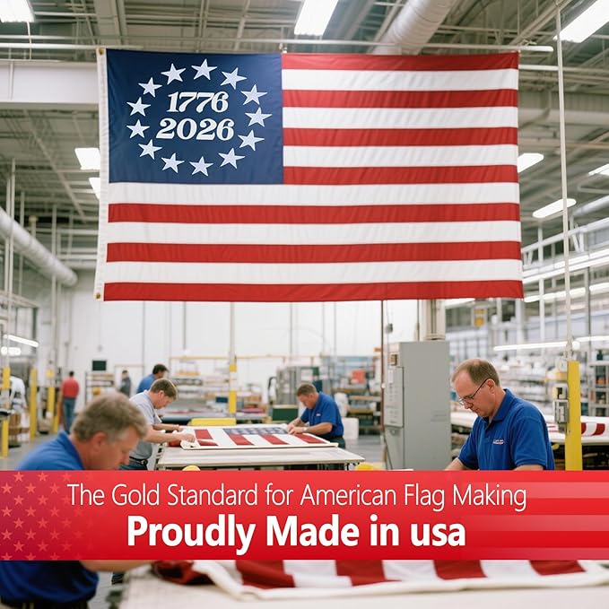 Made in USA 250th Anniversary American Flag 4x6 Ft,1776-2026 American Flags for Outside,Heavy Duty Nylon USA 250 Years Flag,Durable USA 250th Anniversary Flags for High Wind,America 1776-2026Flag Fade Resistant and Waterproof,Embroidered Stars & Sewn S...